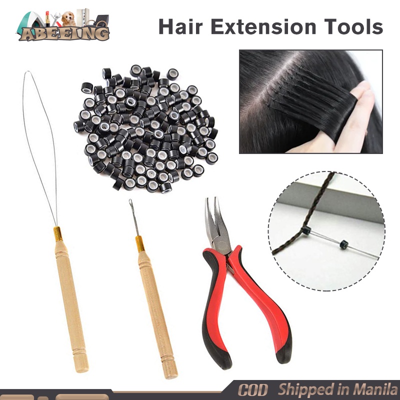 Hair Extension Tool Set, With Pliers Pulling Hook Loop Needle Threader ...