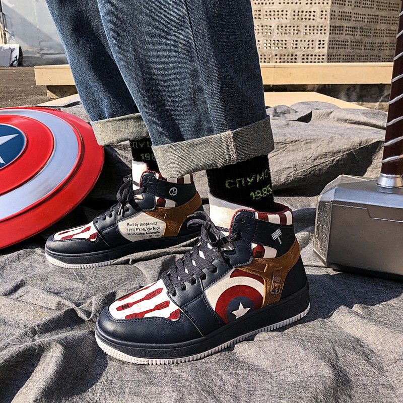 Marvel Captain America Casual shoes Size39 44 AJ Fashion men s shoes High cut sneakers Student shoes