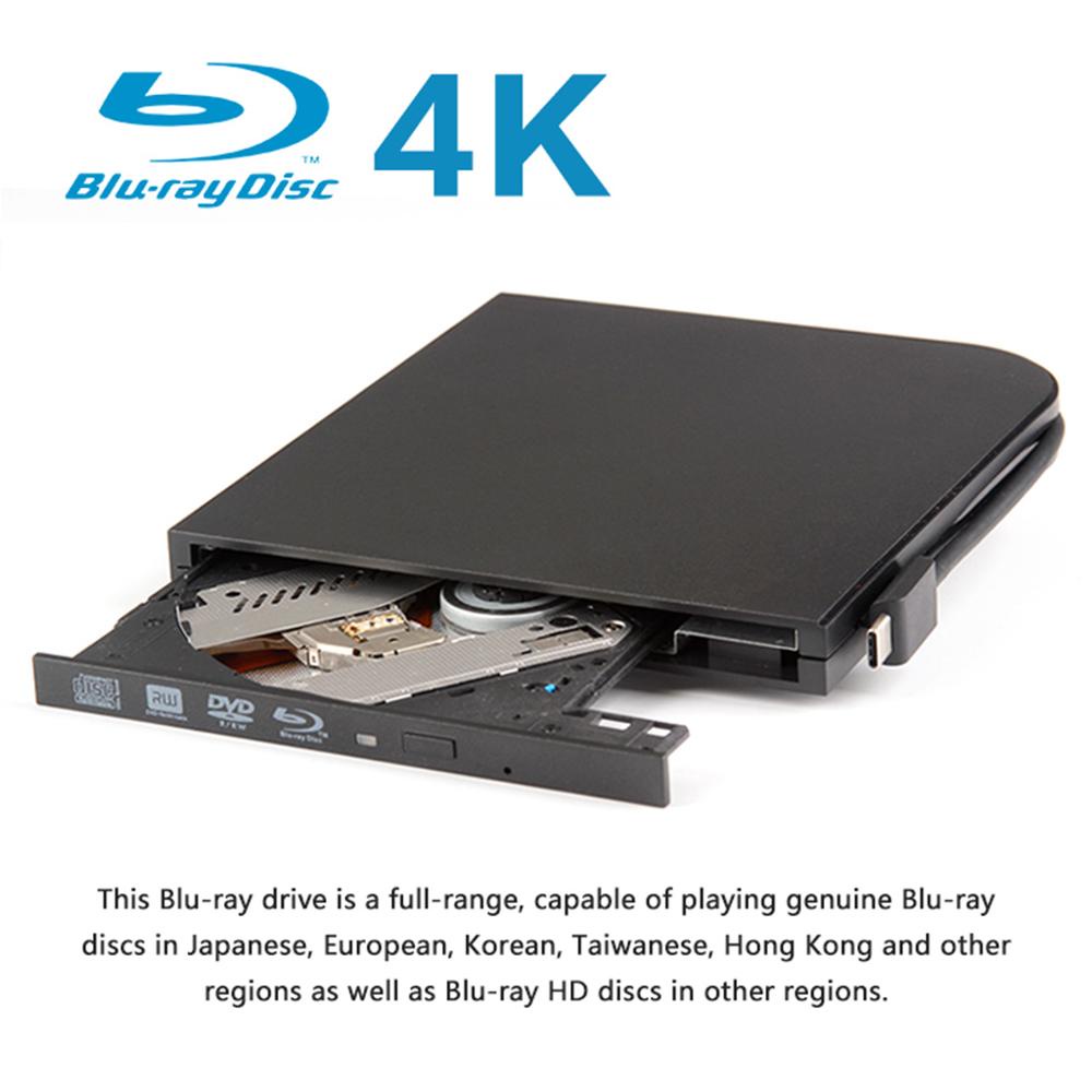 External Dual Interface USB & Type C Blu Ray Burner 4K, Readable CD DVD Burner Blu Ray Drive for