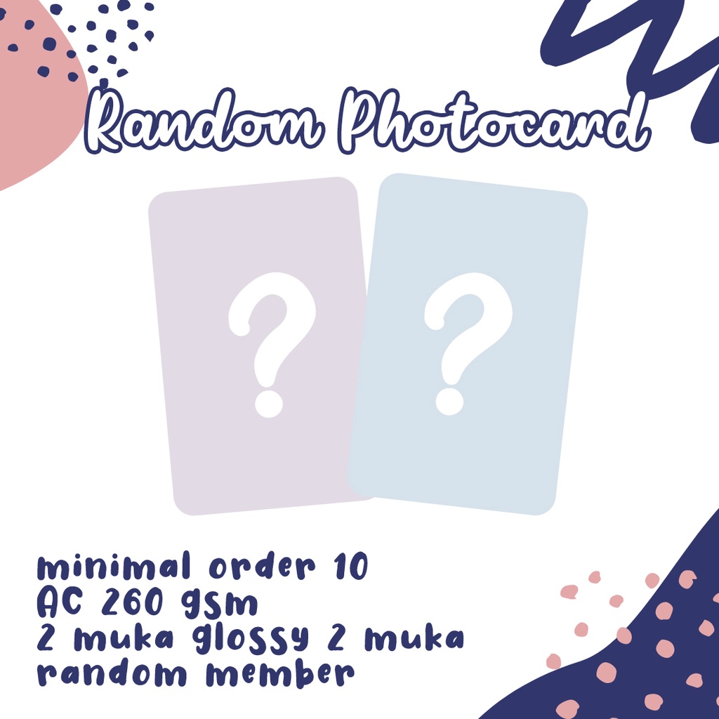 MINIMAL (MINIMUM Order 10 PC) Random mystery photocard 2 sides glossy ...