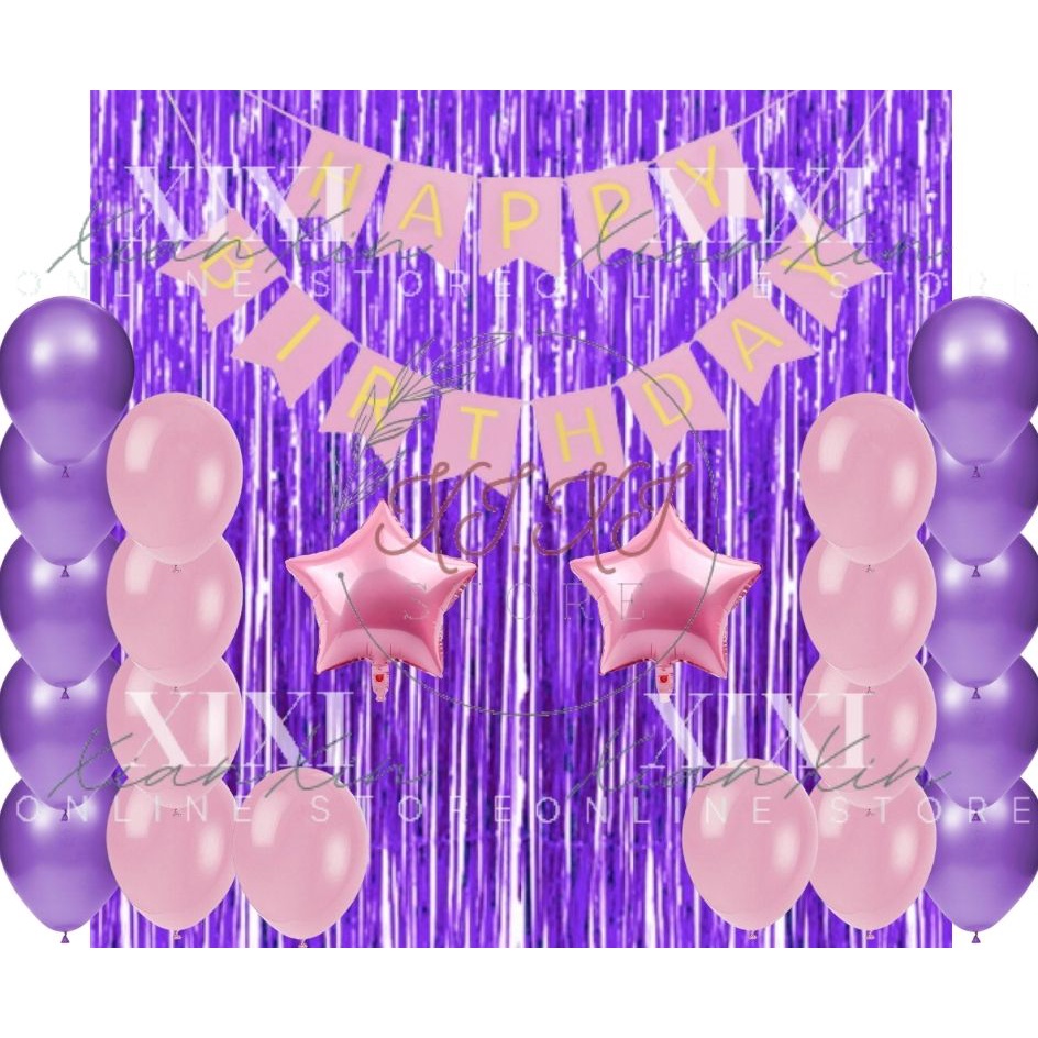Happy Birthday Package - Purple Pink Theme Set 1 | Shopee Philippines