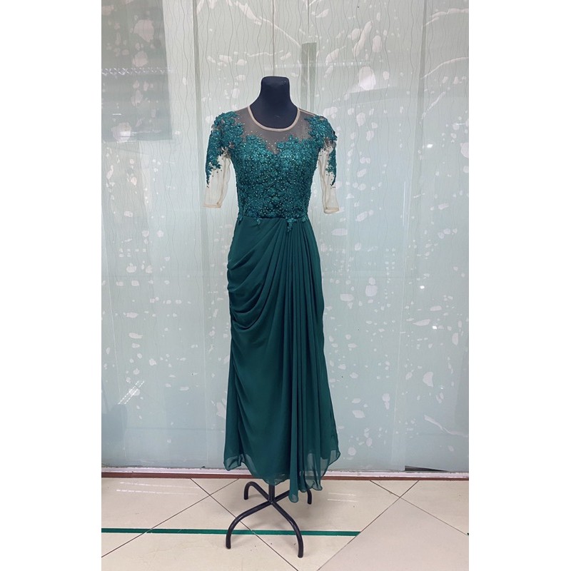 green emerald velvet dress NOVA Wrap Spaghetti Straps Bridesmaids Maxi Dress with Side Split
