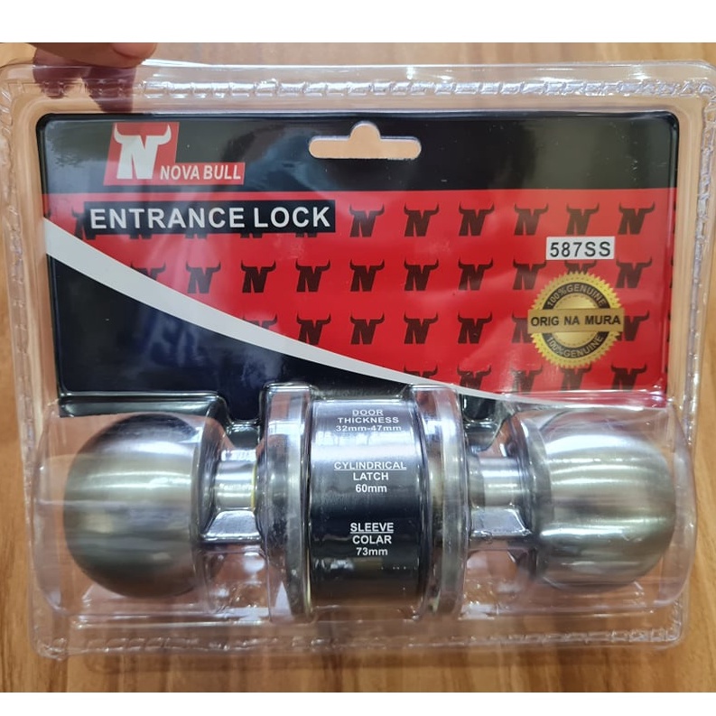 Cylindrical Doorknob Entrance Lockset Round Door Knob with 3 Keys Heavy