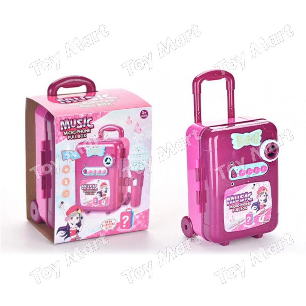 Music Microphone Karaoke Singing Portable Suitcase Loud Speaker Box w/ Light Sound Music