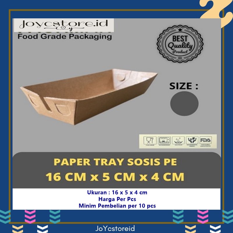 SAUSAGE PAPER TRAY / HOTANG / CORNDOG / YAKITORI 16x5x4 - PE LAMINATION ...