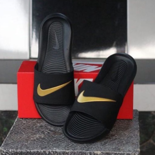 Nike Benassi Victory Black Slide Strip Gold Men s Slippers 100 Original