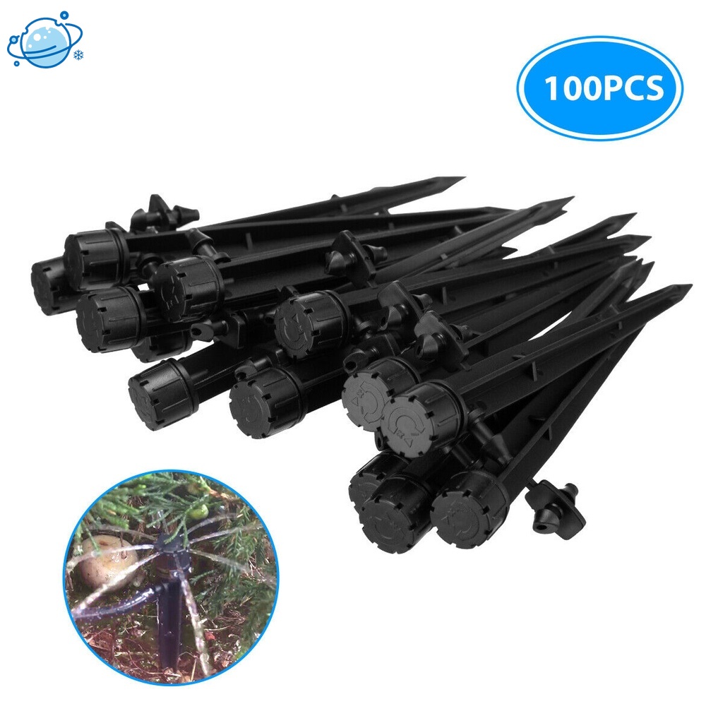 100 Pcs/set Micro Bubbler Drip Irrigation Adjustable Emitter Stake
