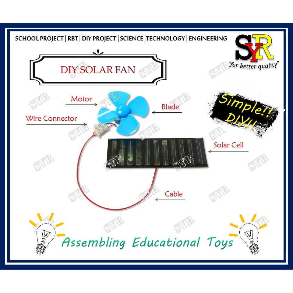 DIY Solar Fan Kit for School RBT Project ( DIY Kipas Solar ) Shopee