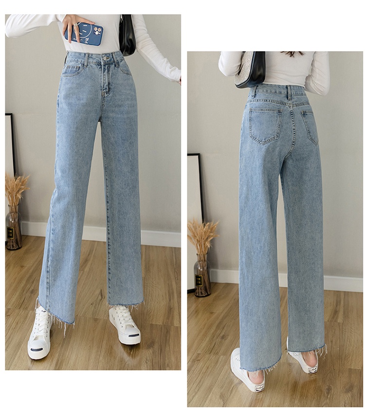 1-KHE Women's Jeans Fashion Straight Casual Boyfriend Jeans Wide Leg ...