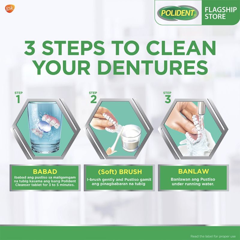 Polident 3-Minute Denture (Pustiso) Cleanser for Fresh Breath | 6's ...