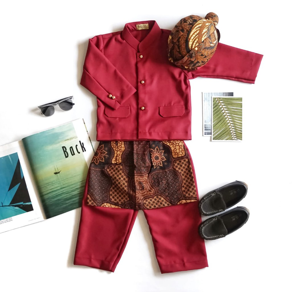 BASOFI JAVANESE TRADITIONAL CLOTHES FOR CHILDREN IN MAROON, BASOFI ...