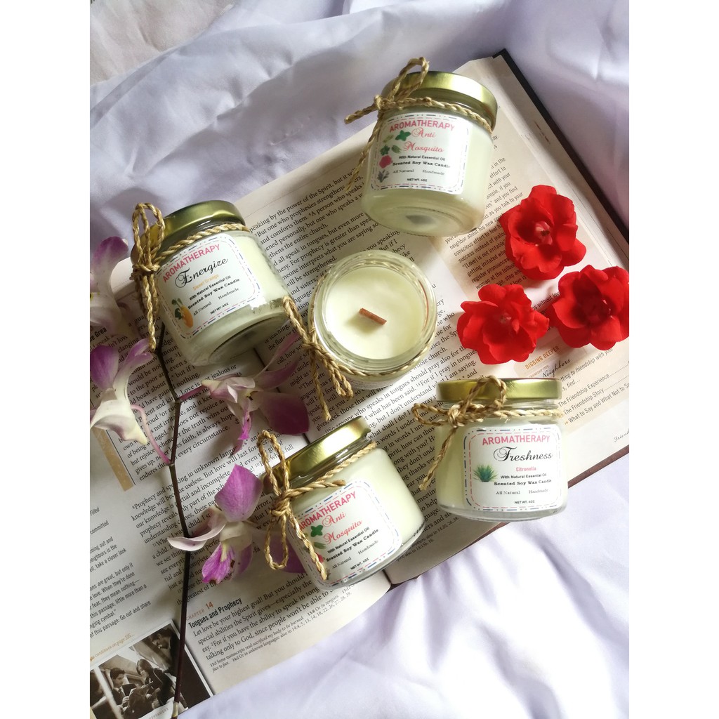 Aromatherapy Soy Wax Scented Candle/All Natural/EnvironmentallyFriendly/Wood Wick/7 scents/40z