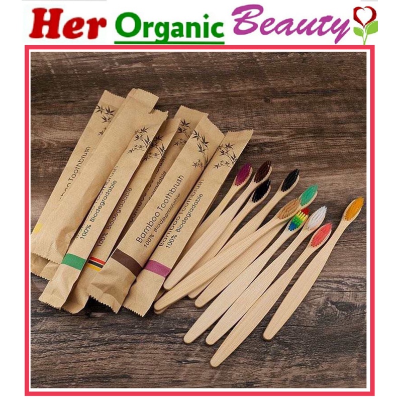 *Bamboo Toothbrush with Branded Kraft Paper Packaging % | Shopee ...