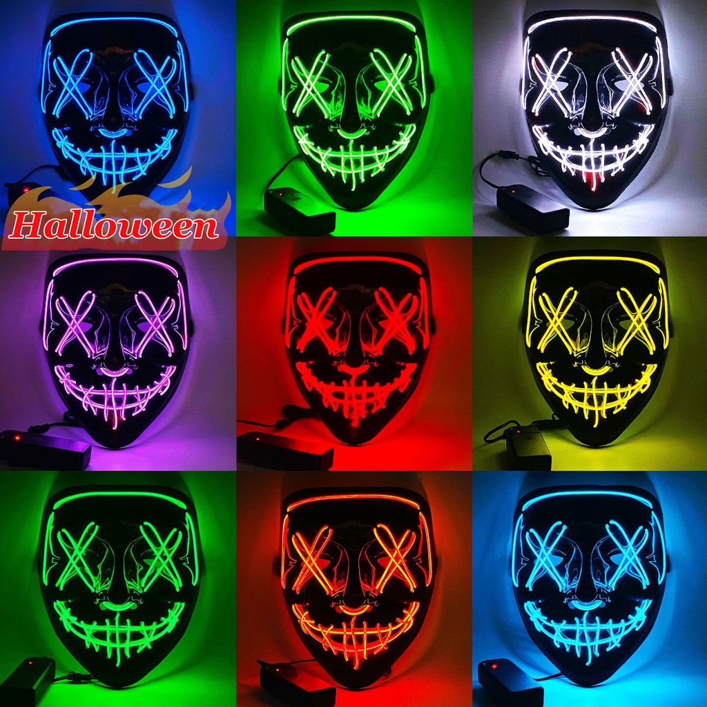 Halloween LED Mask Purge Masks Costume DJ Party Light To Mixed Color ...