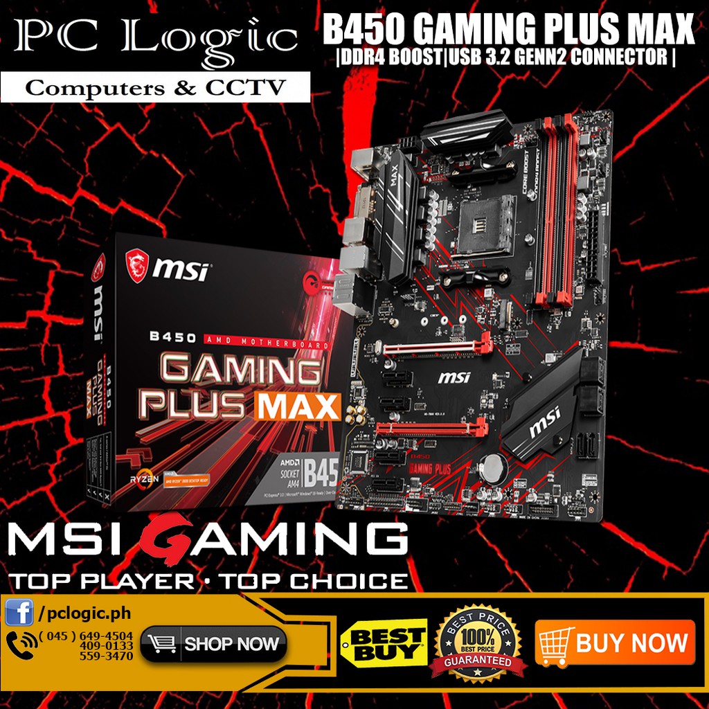 MSI B450 GAMING PLUS MAX DDR4 BOOST & USB 3.2 GENN2 CONNECTOR MOTHERBOARD Shopee Philippines