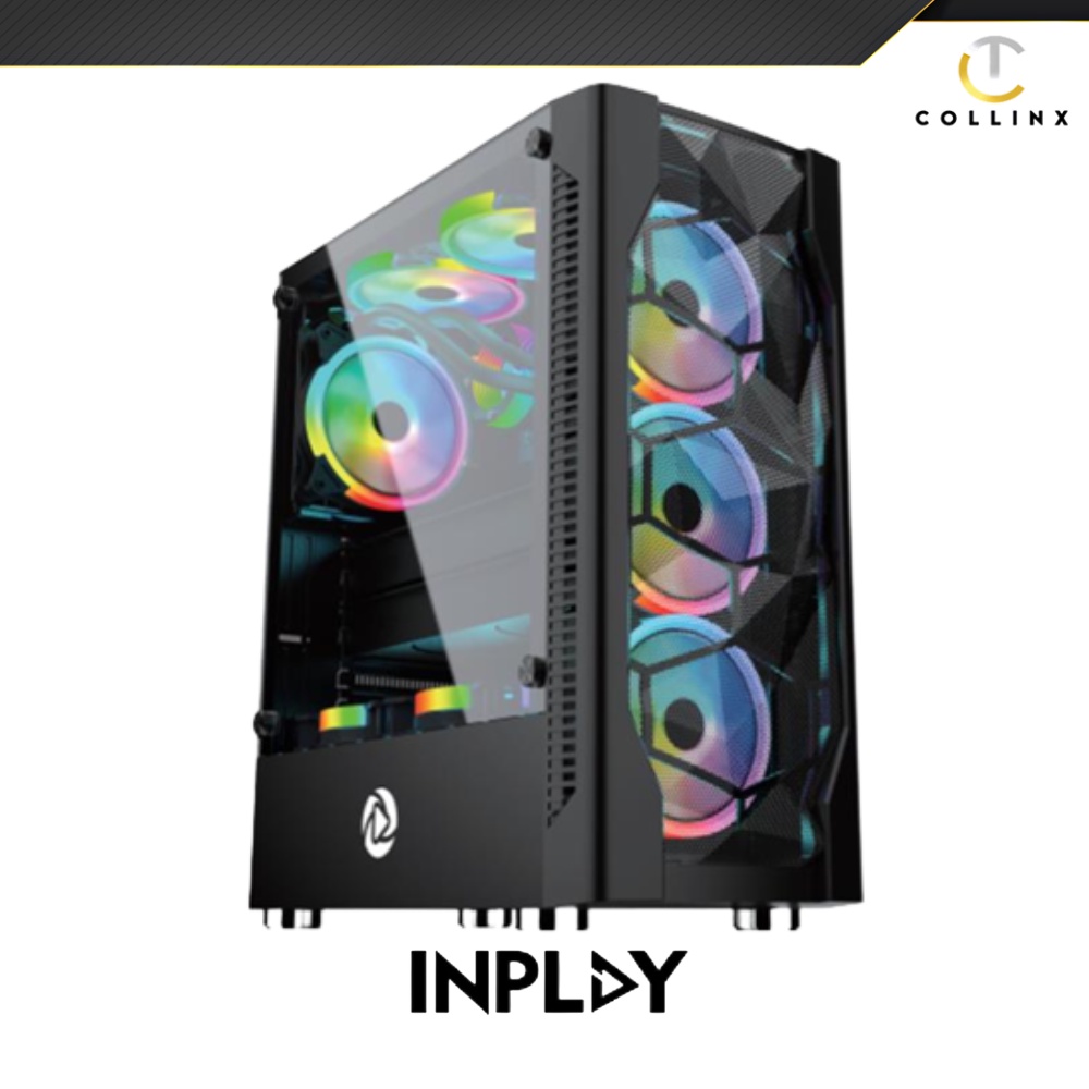 Inplay Meteor 03 White Black Atx Gaming Tempered Glass Pc Case Fans Not ...