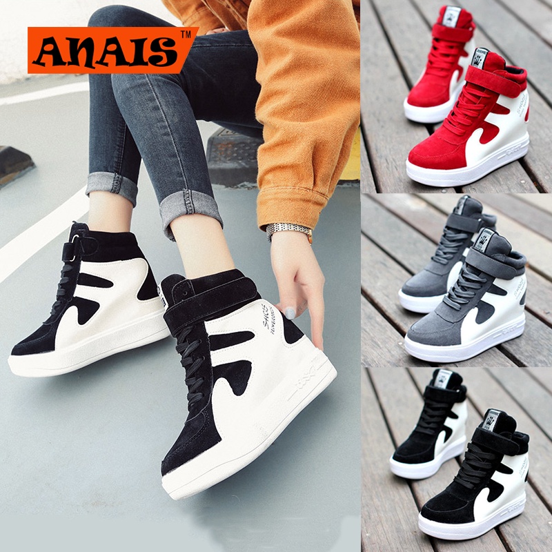 Korean fashion platforms rubber sports casual shoes with hidden wedge ...