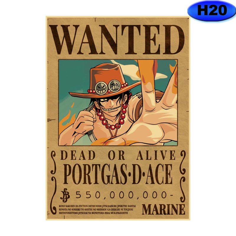 Retro Kraft Paper One Piece Wanted Posters Anime Luffy Paintings on The ...