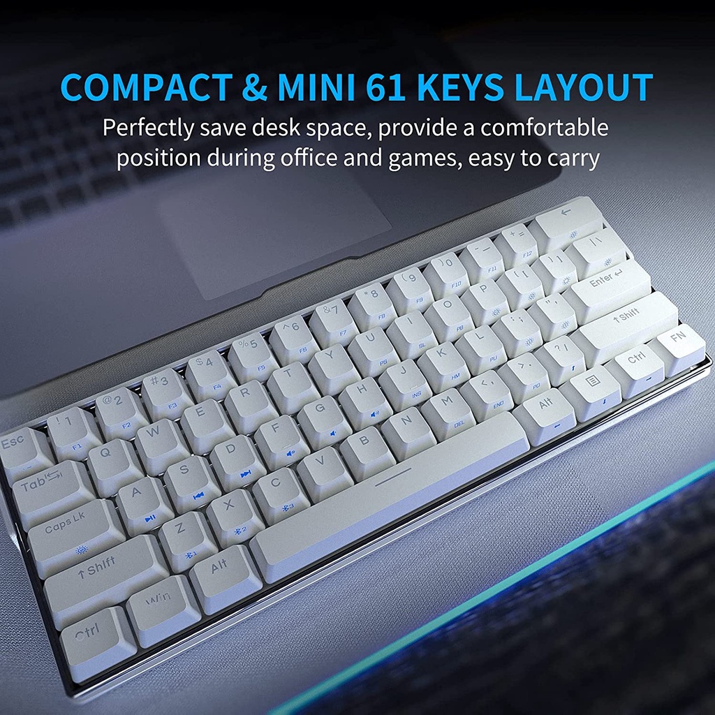 Kemove DK61 Snowfox Wireless Mechanical 60% Layout Keyboard and Hard ...
