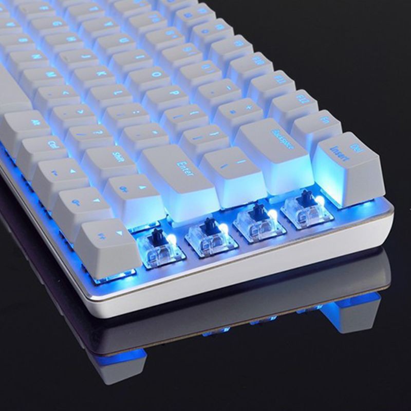 Ajazz AK33 82 Keys USB Wired Mechanical Game Keyboard White with Blue  Switches for Laptop