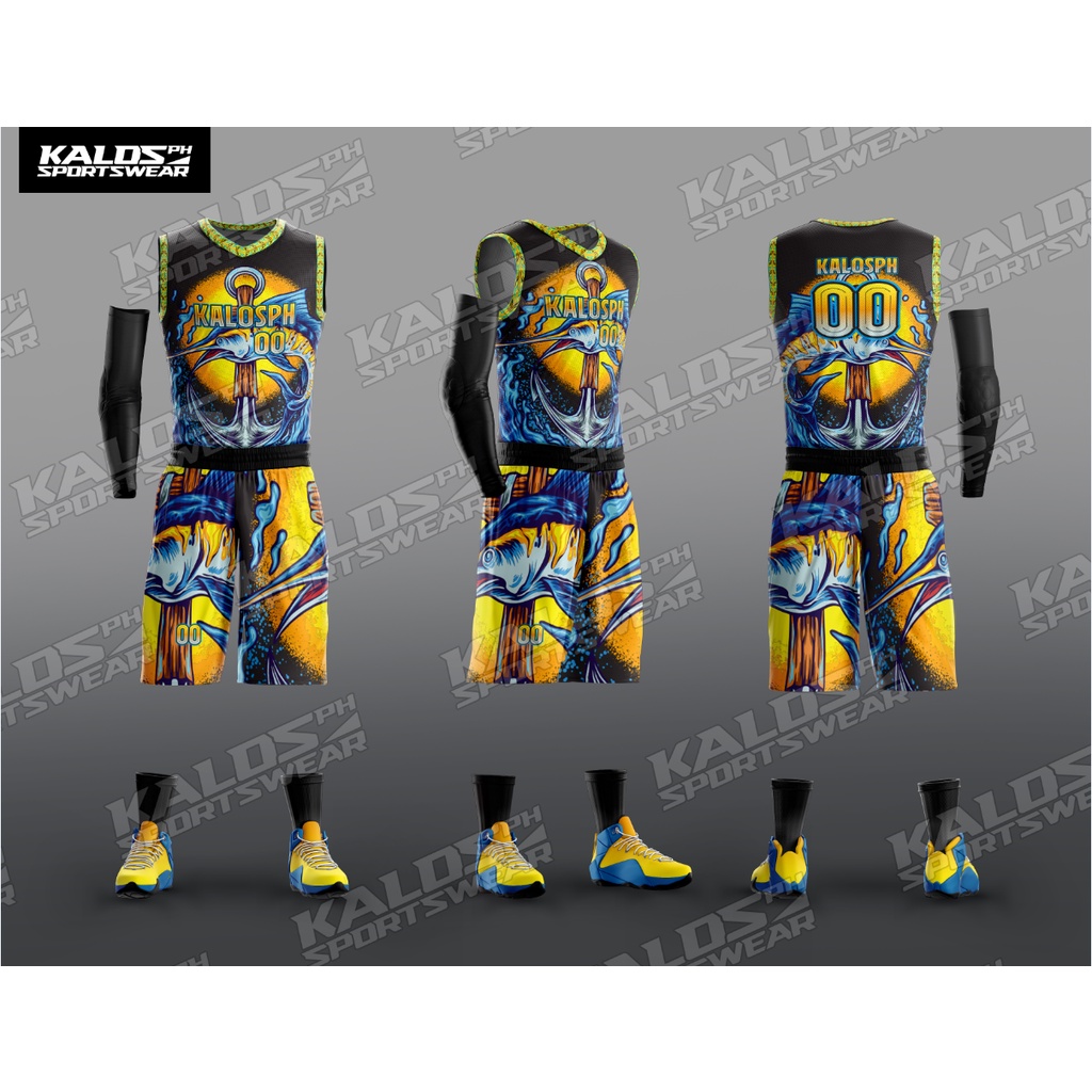 034 SEAFARER MARINE SEAMAN DESIGN BASKETBALL JERSEY SET SANDO AND SHORT