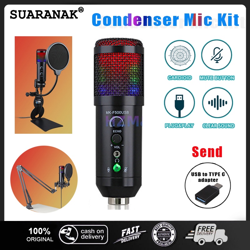 RGB Condenser Microphone Kit with Cantilever Bracket Professional USB