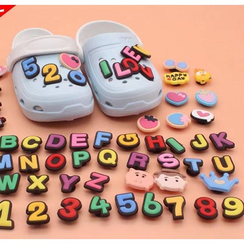 Sunstar Crocs Jibbitz Colorful Alphabet And Numbers Charm Pins For