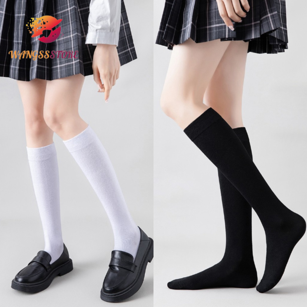 wangssstore Knee Long Socks whitesock Student’s College Style Girls ...