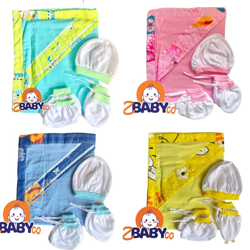 Newborn Receiving Blanket with Set Booties Mittens Hood