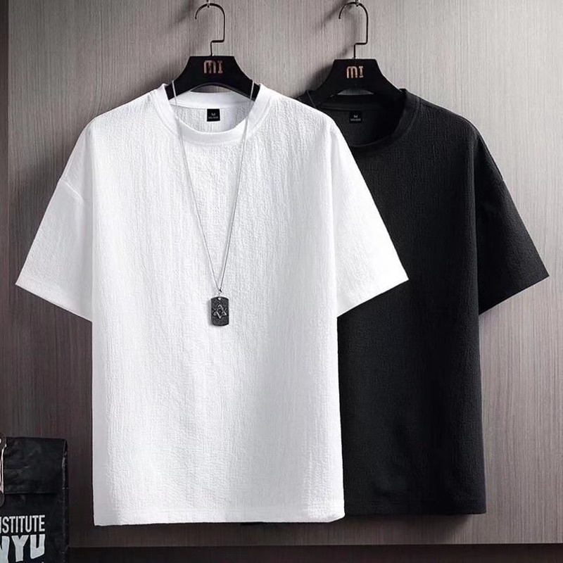 Hongwillyang Linen Plain Tshirt Round Neck Short Sleeve T-Shirt Men ...