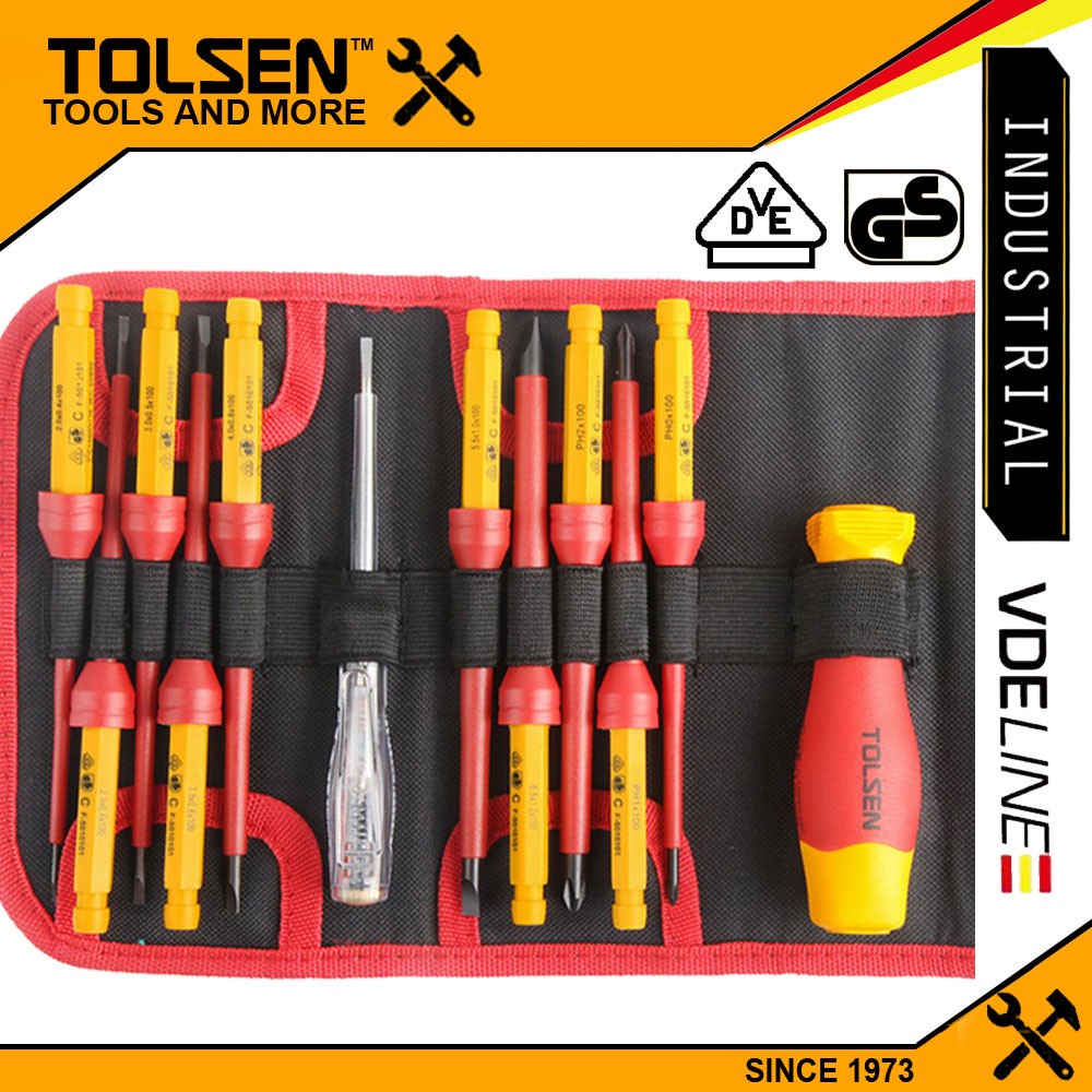 Tolsen Premium VDE 12pcs Insulated Changeable Screwdriver Set (1000V