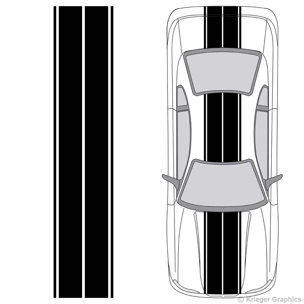 thumbnail image 2 of Oracal EAG3053 3x50 Double Hood Rally Racing Stripes – Black Vinyl Decal, Universal Fit 2 of 6