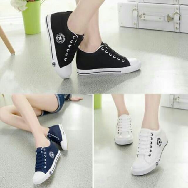 COD FS Korean Hidden Wedge Shoes Converse Style Shopee Philippines