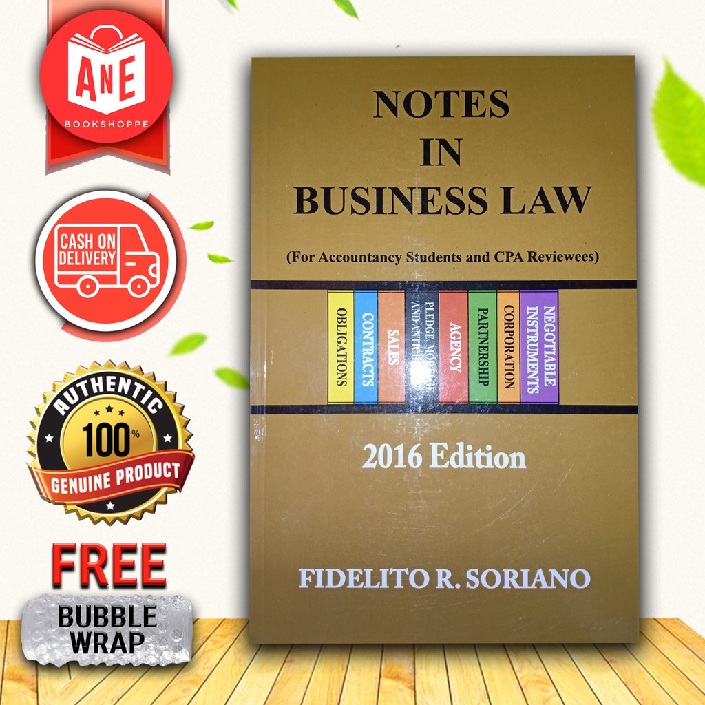 AUTHENTIC NOTES IN BUSINESS LAW 2016ed by Soriano | Shopee Philippines