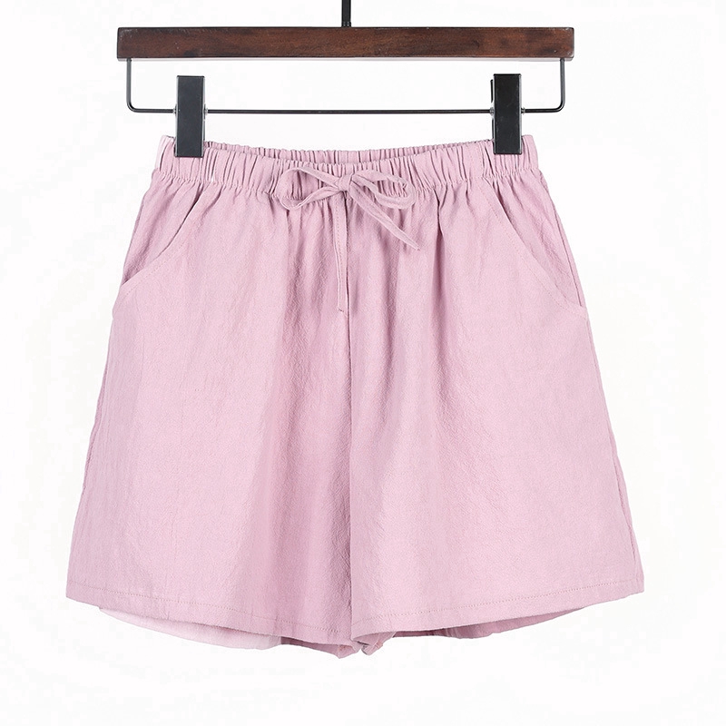 Women Cotton And Linen High Waist Plus Size Beach Shorts Boho Summer ...
