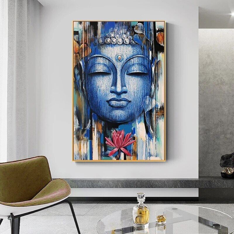 Abstract Buddhism Canvas Painting Lord Buddha Posters and Prints Wall ...