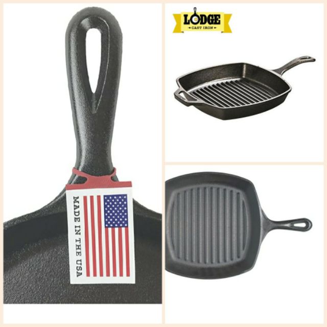 Lodge Pre-Seasoned Cast Iron Grill Pan With Assist Handle, 10.5 inch, Black