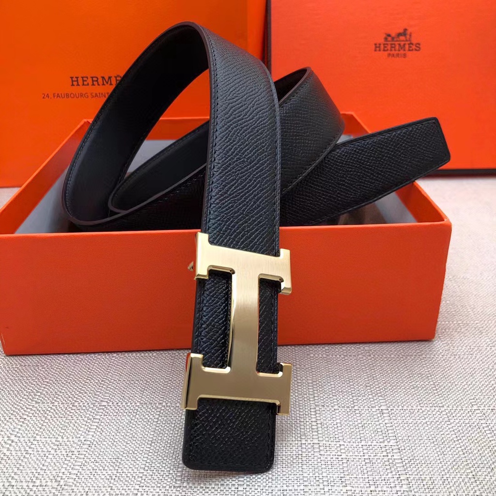 High end luxury brand men's and women's H 3.2cm leather belt {+original ...