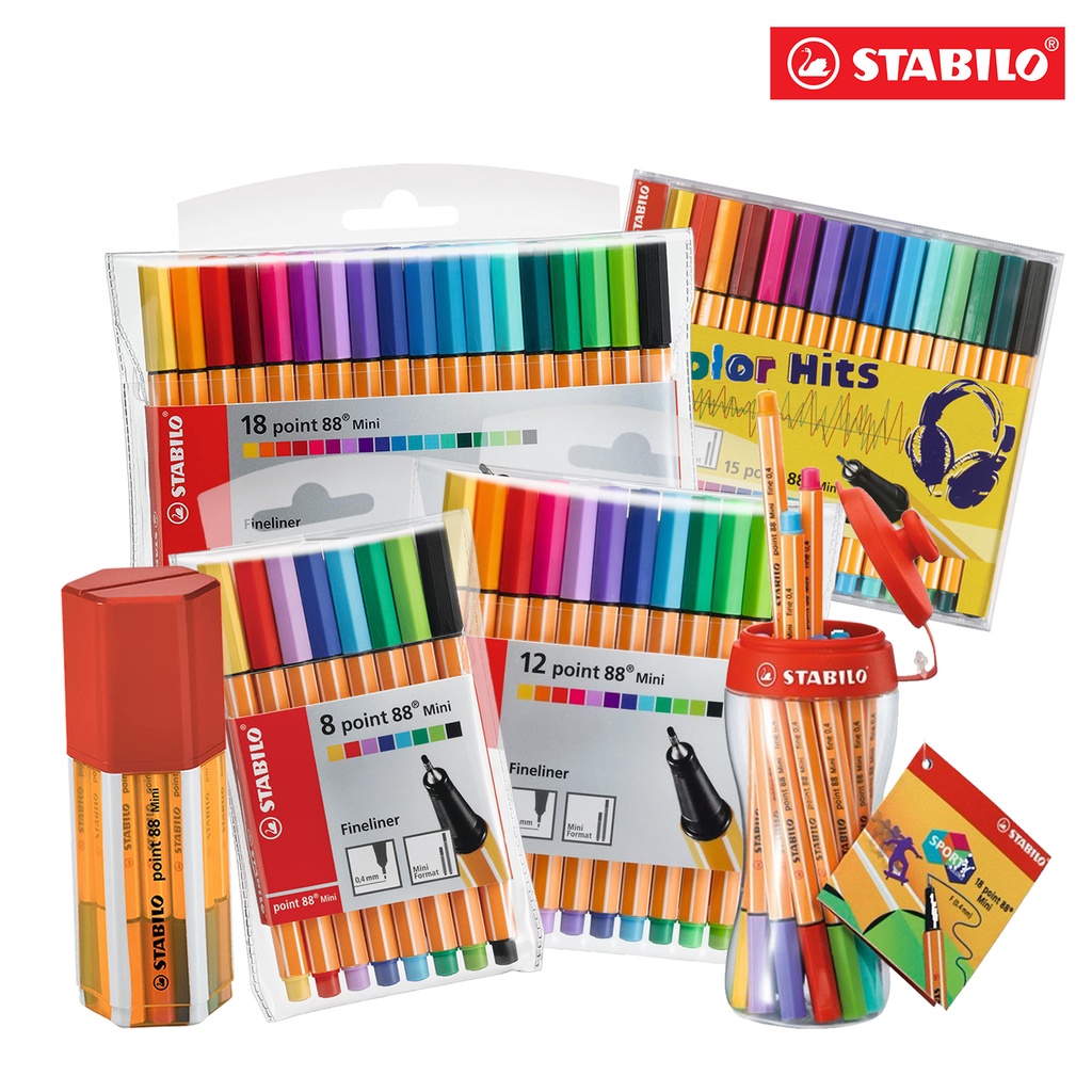 STABILO Point 88 Mini Fineliner 0.4mm Wallet Set - Stationery Pen Set ...