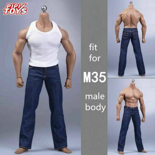 1/6 Man Pants Jeans Vest Belt ClothesF Phicen TBLeague M35 Muscular