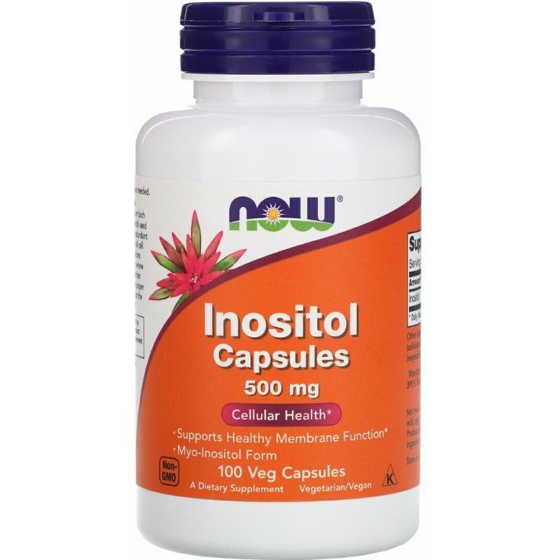 Now Inositol Capsules 500mg Myo Inositol Form Cellular Health - 100 ...