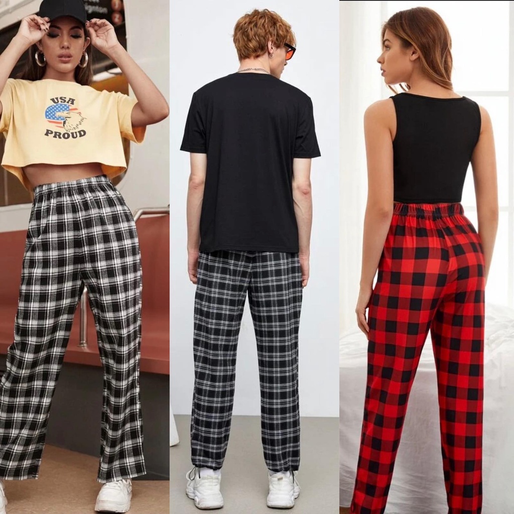 Plaid store pants shopee