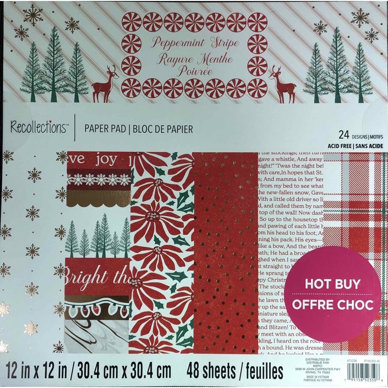 Peppermint Stripe 12x12 paper pad Recollections | Shopee Philippines