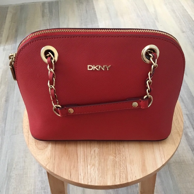 DKNY Red Saffiano Leather Micro Bryant Park Crossbody Bag Dkny