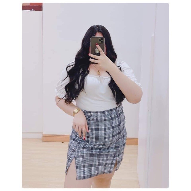 AFFORDABLE PLUS SIZE KOREAN INSPIRED PLAID SKIRT LARGE TO XL