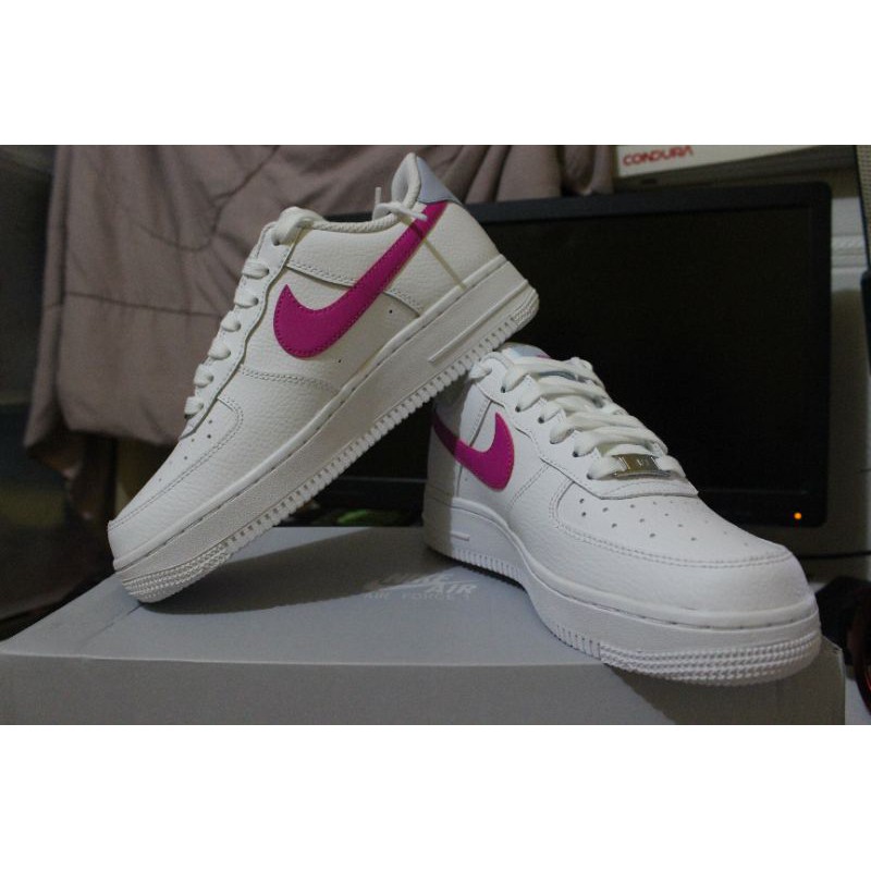 Nike Women's Air Force 1 '07 White/Fire Pink-Hydrogen Blue