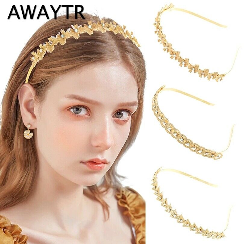 Korean New Fashion Metal Headband for Women Butterfly Rhinestone Chain