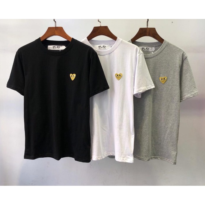 New Play CDG Gold Heart Embroidery T shirt Men Women Casual Short sleeve t shirt Shopee Philippines