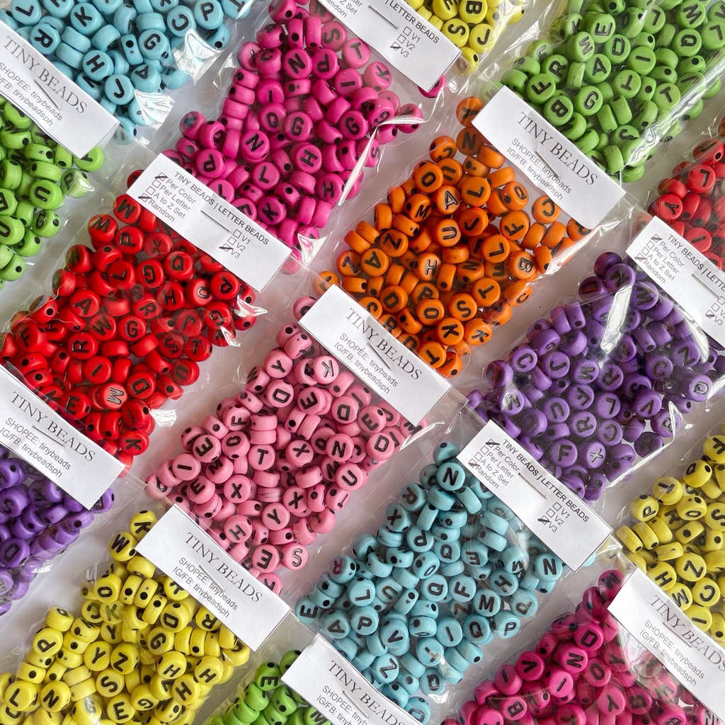 V3 Round COLORED BASE Acrylic Alphabet Letter Beads, Random (100pcs ...
