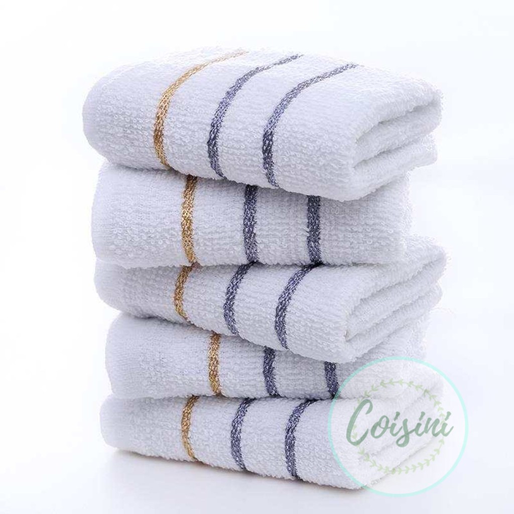 COD 12 pcs Plain white hand towel 3 line cannon 32g face towel Shopee Philippines